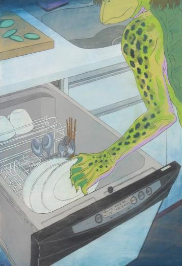 家電図 食洗機 〜河童の皿洗い〜