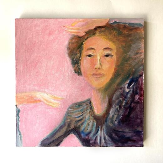 Portrait of a Woman on Pink