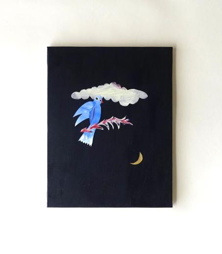 Crescent Moon and Blue Bird